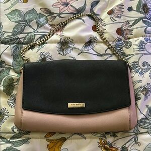 Kate Spade Black and Tan Shoulder Bag with silver Hardware